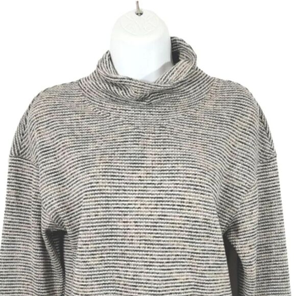 Madewell Textured Cowl Turtleneck Top in Multi Rainbow Rib in Deep Navy Size XXS - Picture 5 of 12